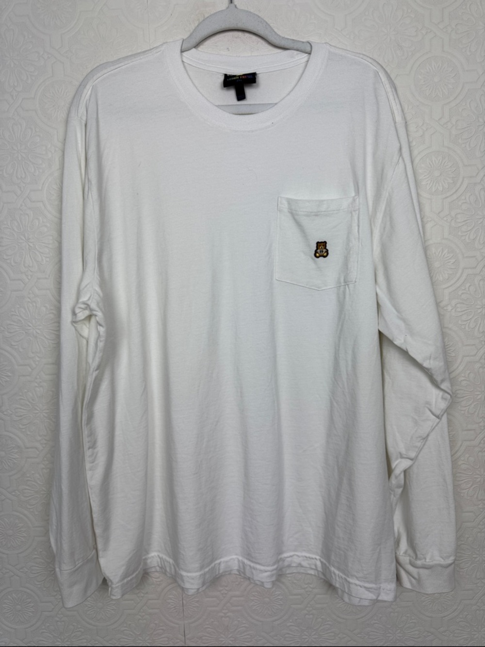 Teddy Fresh White Long Sleeve Pocket Tee Bear Logo Oversized 2XL - Picture 1 of 7
